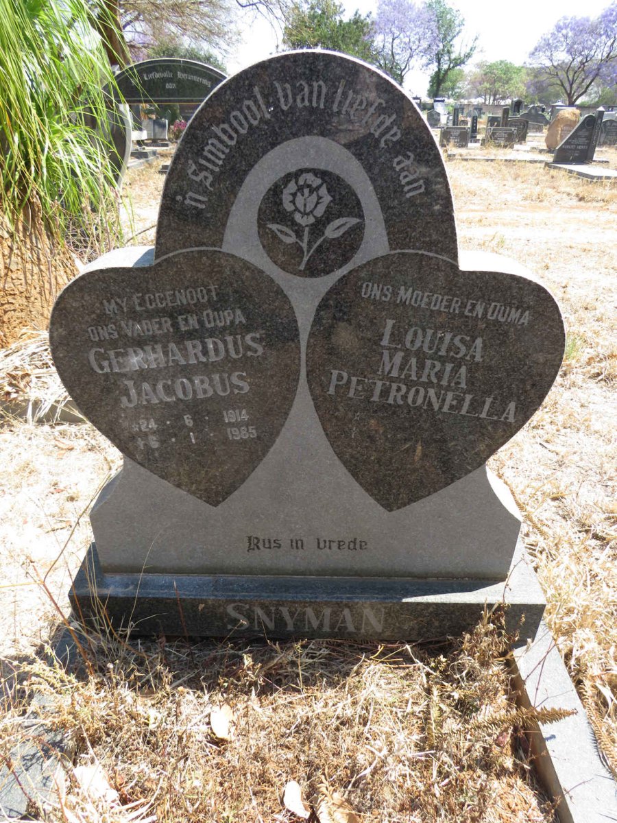 SNYMAN Gerhardus Jacobus 1914-1985 & Louisa Maria Petronella