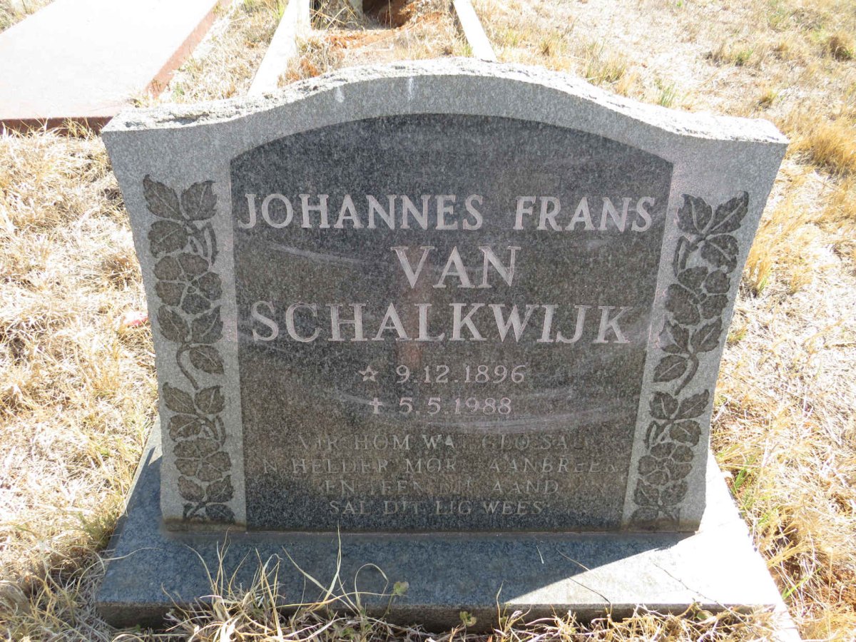 SCHALKWIJK Johannes Frans, van 1896-1988