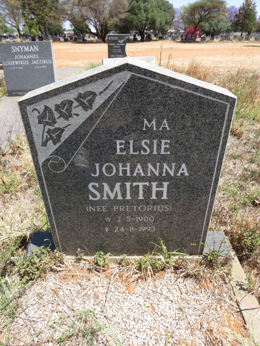 SMITH Elsie Johanna nee PRETORIUS 1900-1993