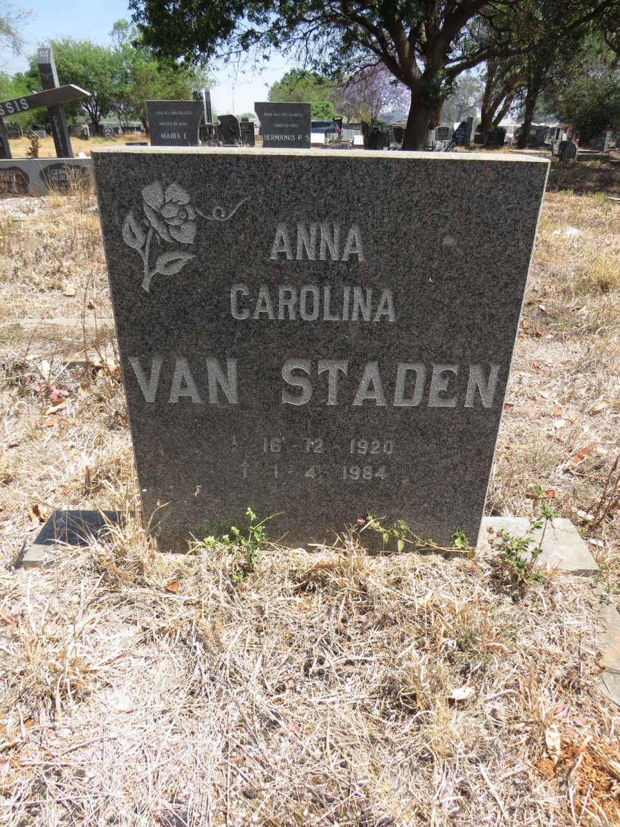 STADEN Anna Carolina, van 1920-1984