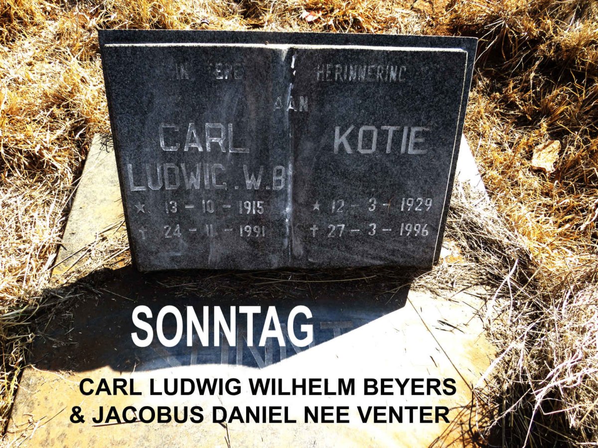 SONNTAG Carel Ludwig Wilhelm Beyers 1915-1991 & Jacobus Daniel VENTER 1929-1996