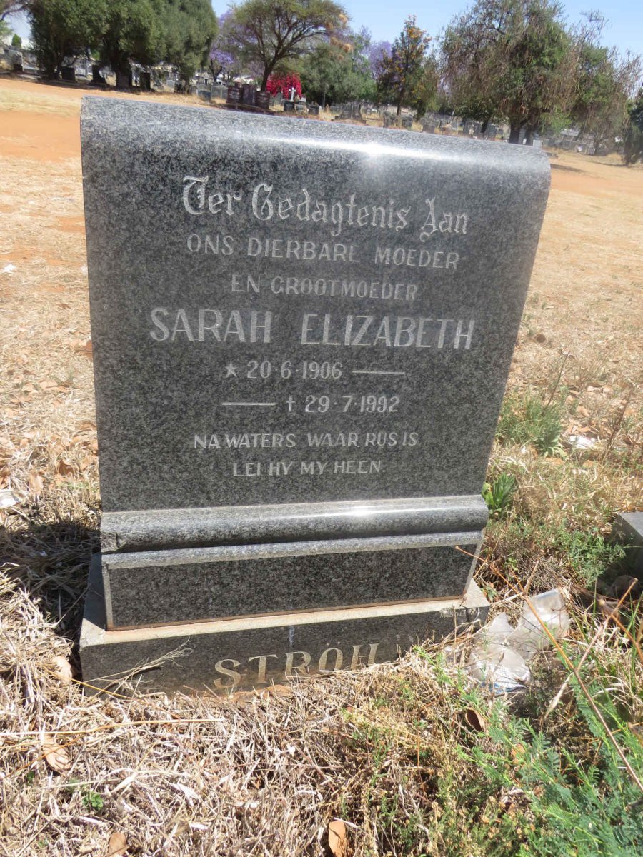 STROH Sarah Elizabeth 1906-1992
