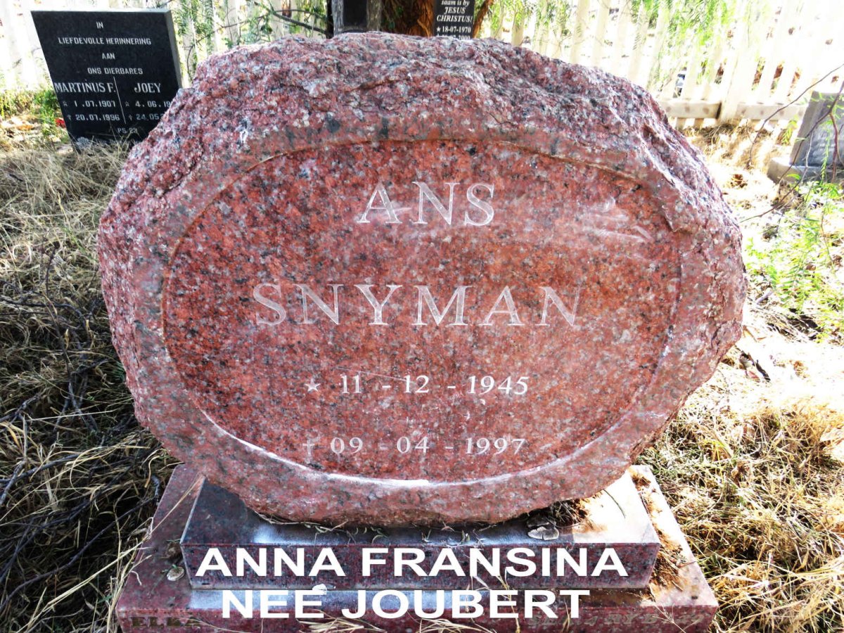 SNYMAN Anna Fransina nee JOUBERT 1945-1997