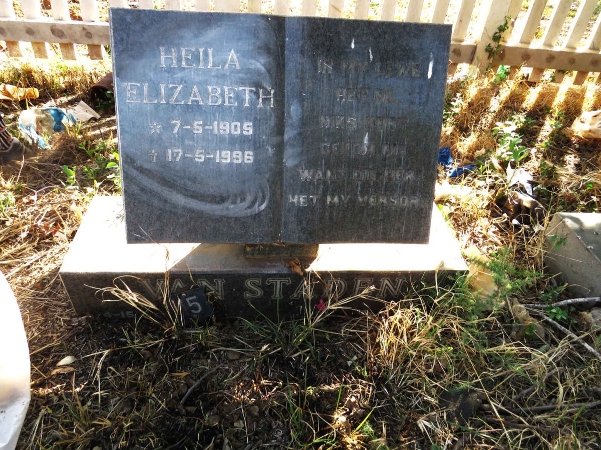 STADEN Heila Elizabeth, van 1905-1996