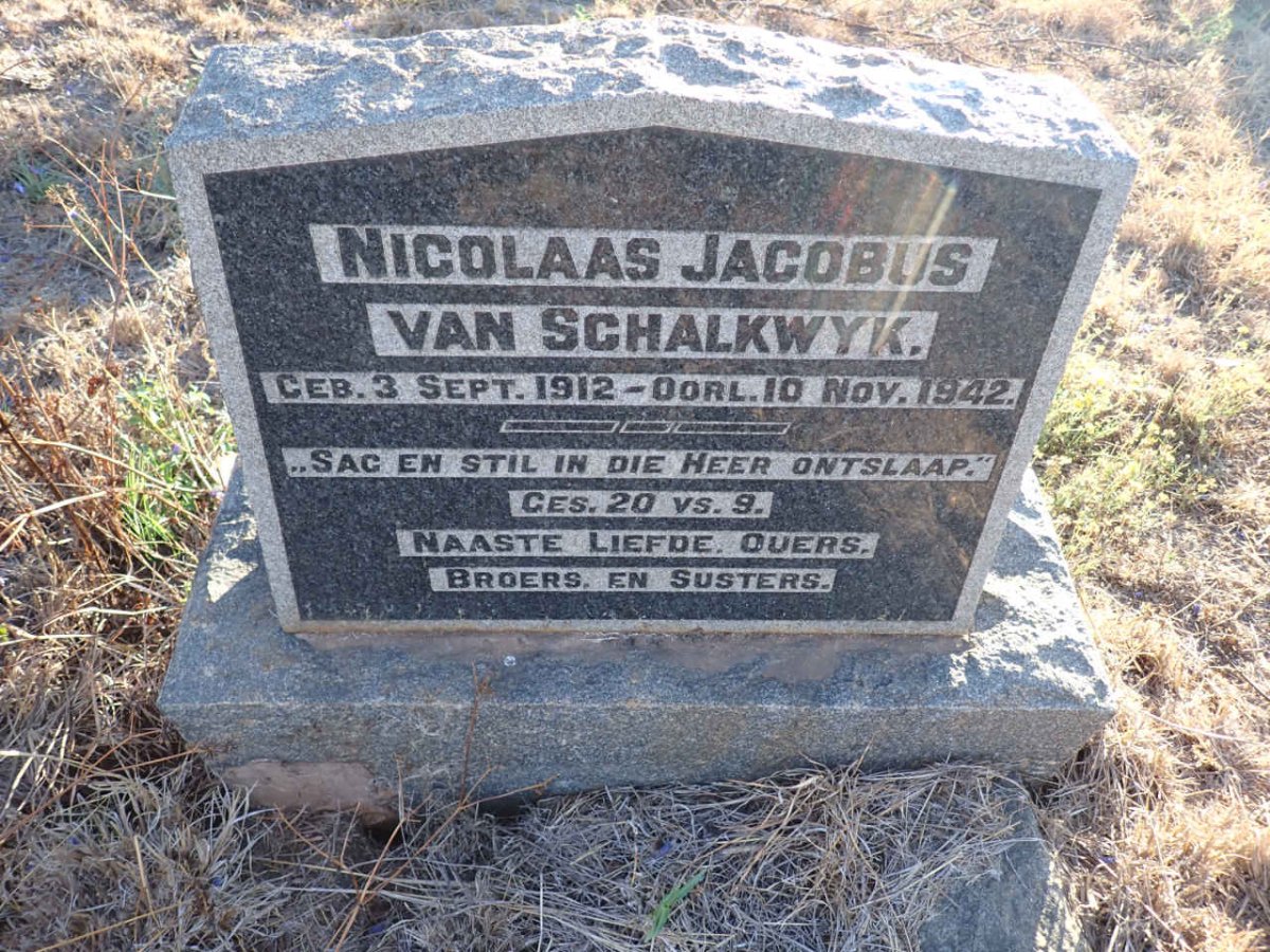 SCHALKWYK Nicolaas Jacobus, van 1912-1942