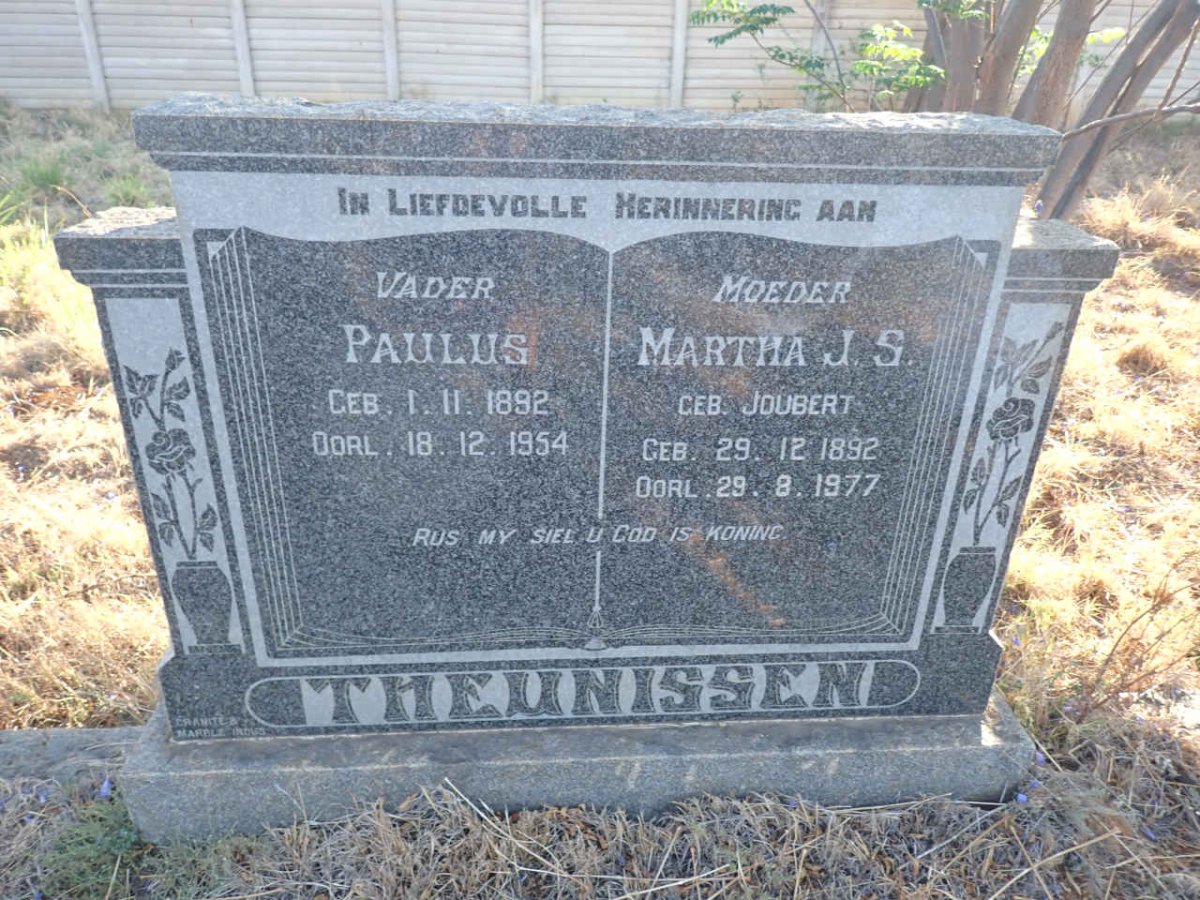 THEUNISSEN Paulus 1892-1954 & Martha J.S. JOUBERT 1892-1977
