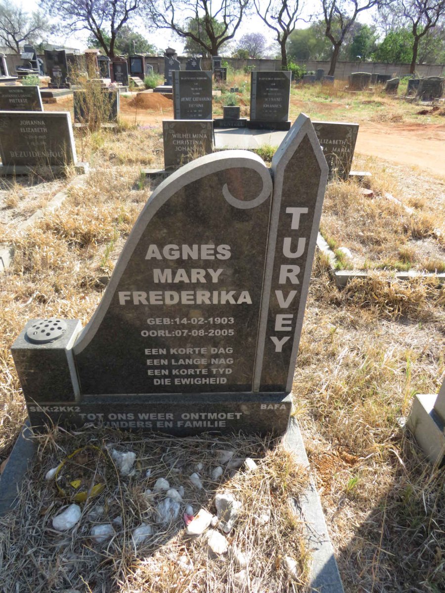 TURVEY Agnes Mary Frederika 1903-2005