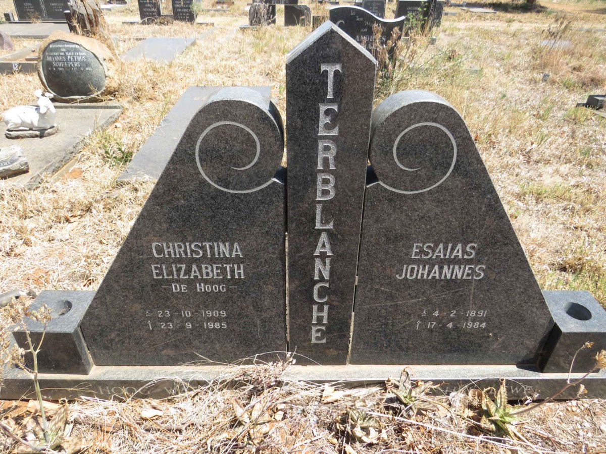 TERBLANCHE Esaias Johannes 1891-1984 & Christina Elizabeth DE HOOG 1909-1985