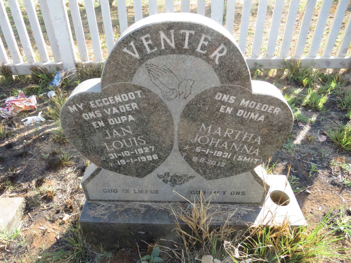 VENTER Jan Louis 1927-1996 & Martha Johanna SMIT 1931-2012