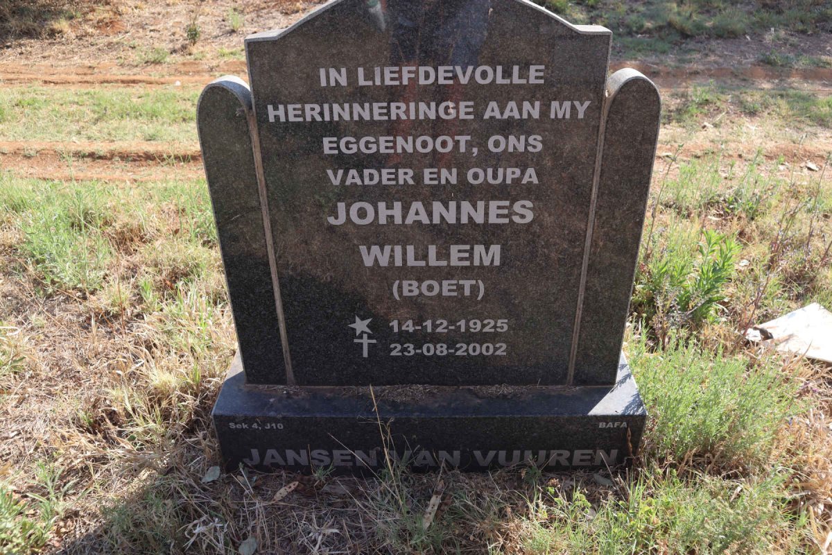 VUUREN Johannes Willem, Jansen van 1925-2002