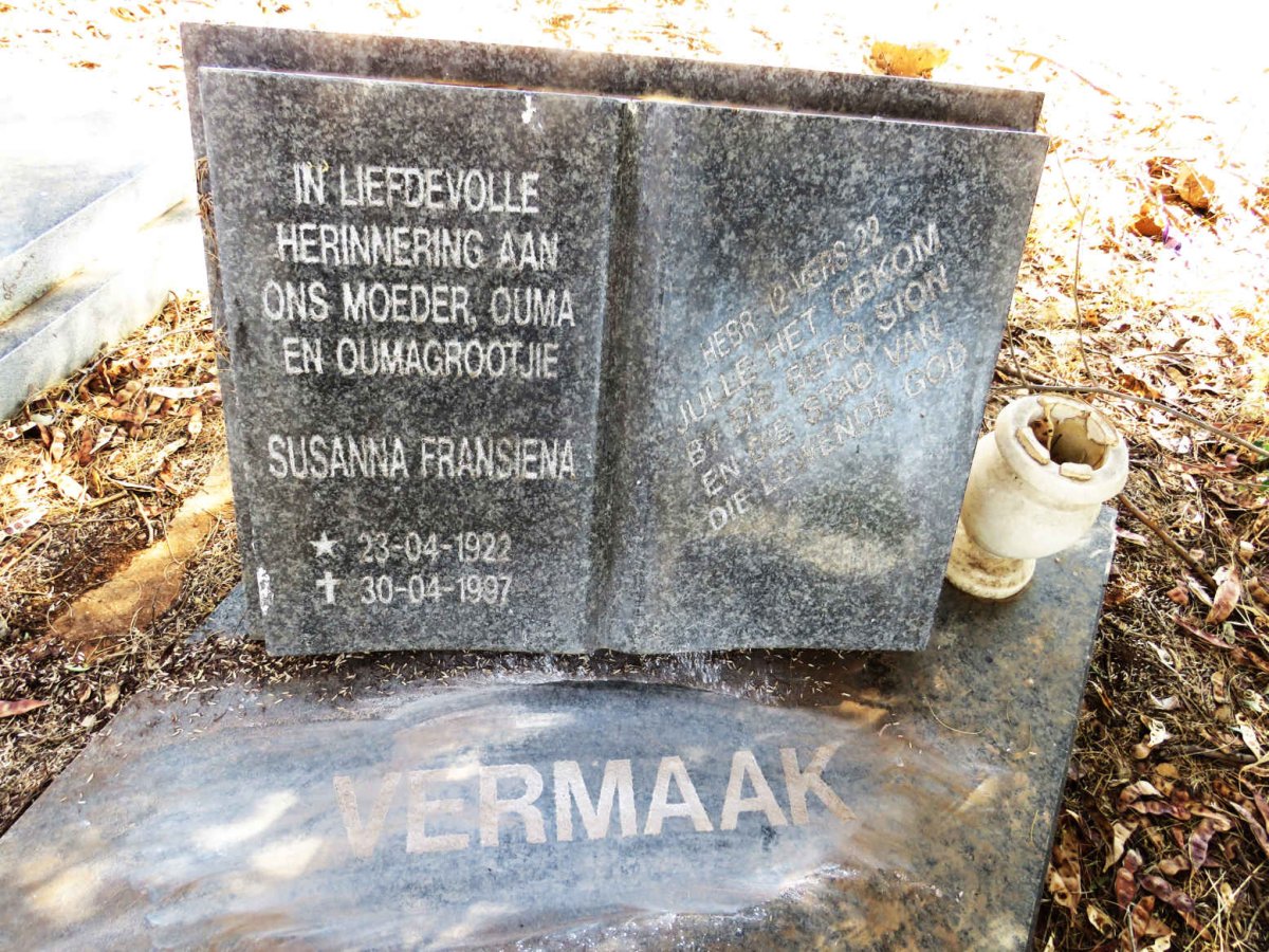 VERMAAK Susanna Fransiena 1922-1997