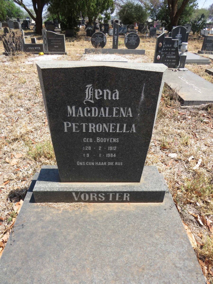VORSTER Magdalena Petronella nee BOOYENS 1912-1984