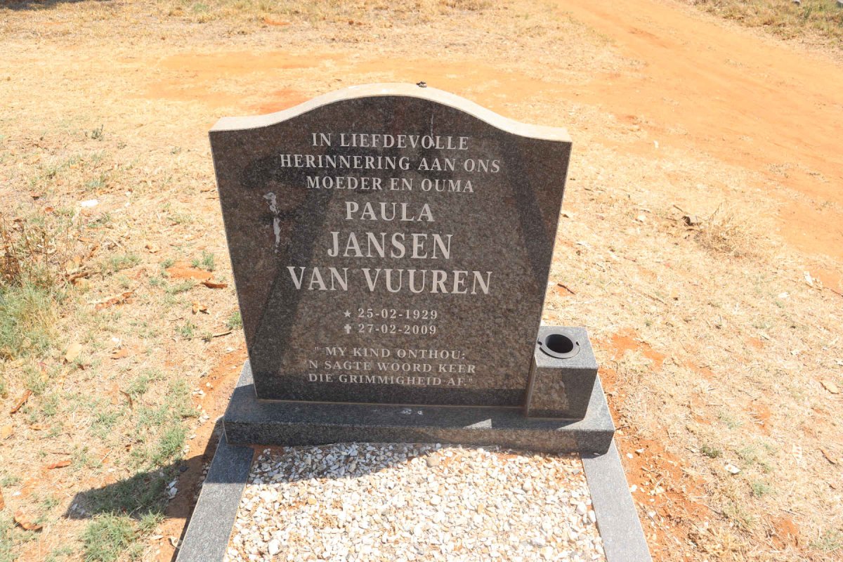 VUUREN Paula, Jansen van 1929-2009