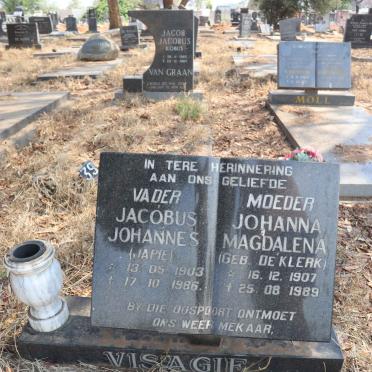 VISAGIE Jacobus Johannes 1903-1986 & Johanna Magdalena DE KLERK 1907-1989