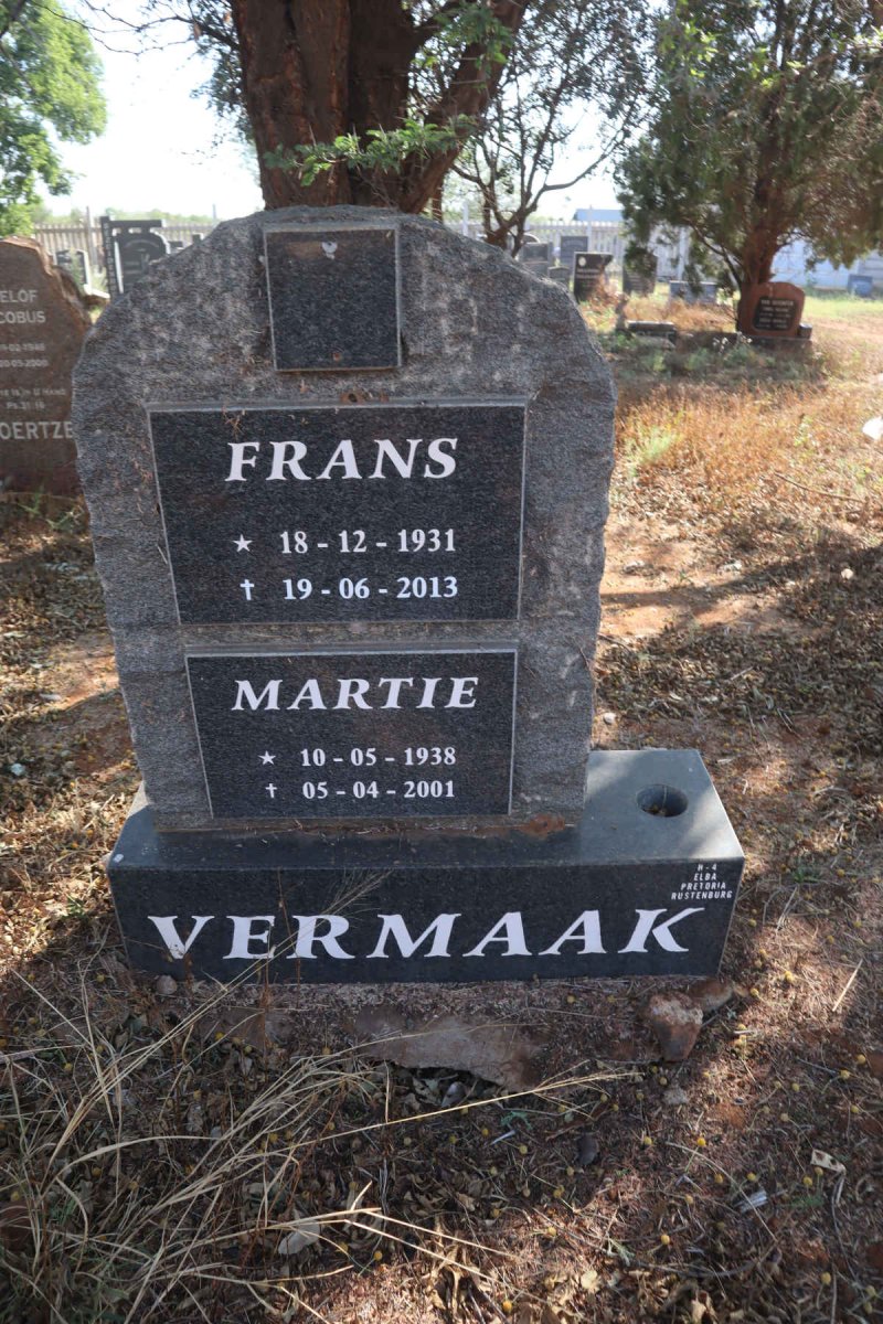 VERMAAK Frans 1931-2013 & Martie 1938-2001