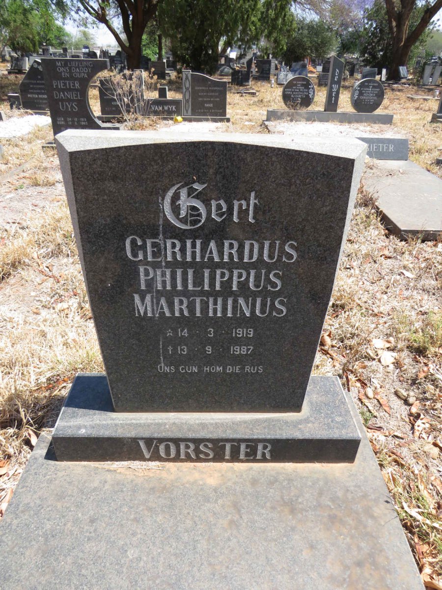 VORSTER Gerhardus Philippus Marthinus 1919-1987