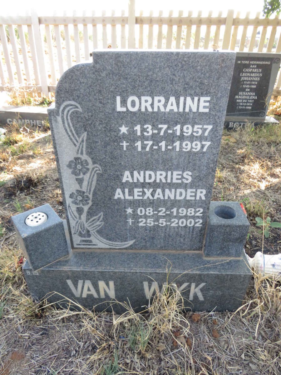 WYK Lorraine, van 1957-1997 :: VAN WYK Andries Alexander 1982-2002
