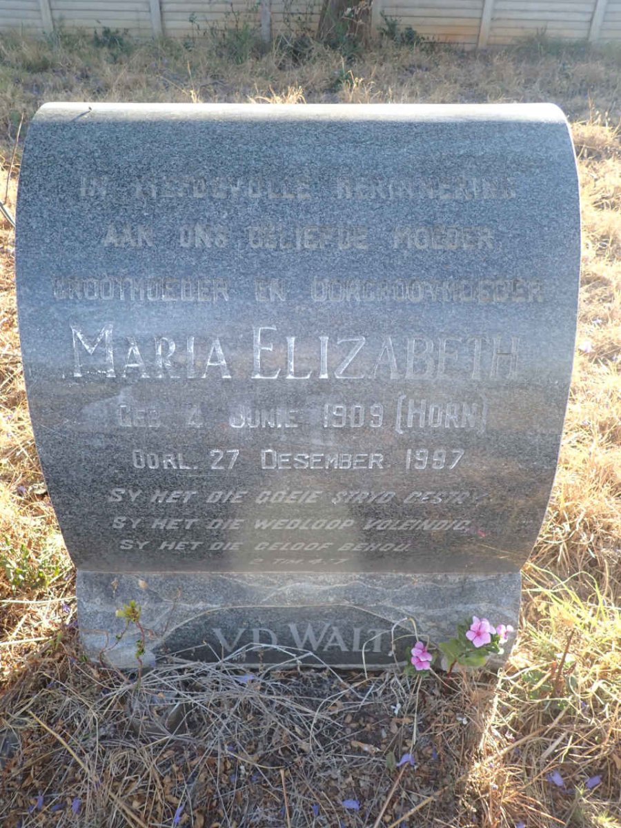 WALT Maria Elizabeth, v.d. nee HORN 1909-1997