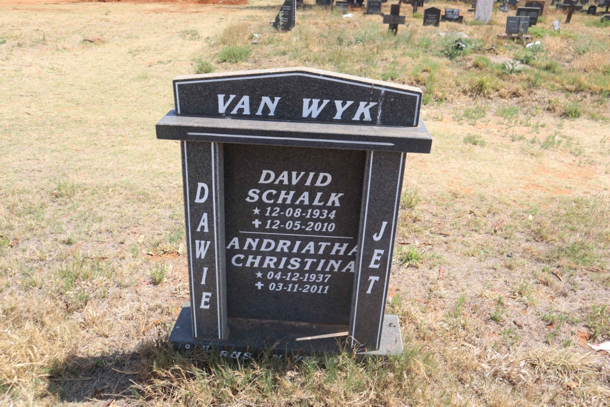 WYK David Schalk, van 1934-2010 & Andriatha Christina 1937-2011