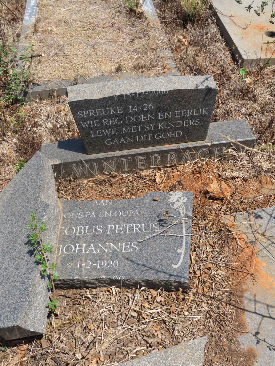 WINTERBACH Jacobus Petrus Johannes 1920-?