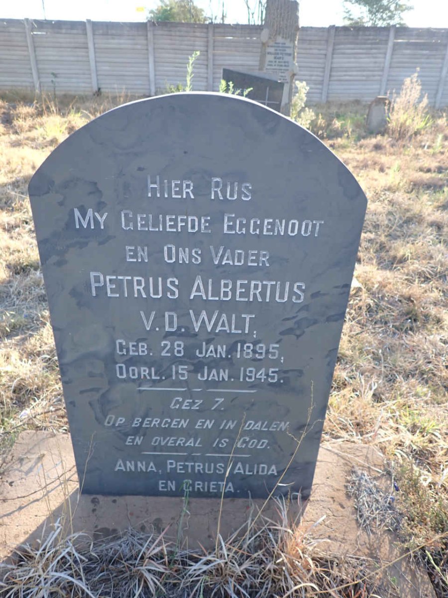 WALT Petrus Albertus, v.d. 1895-1945