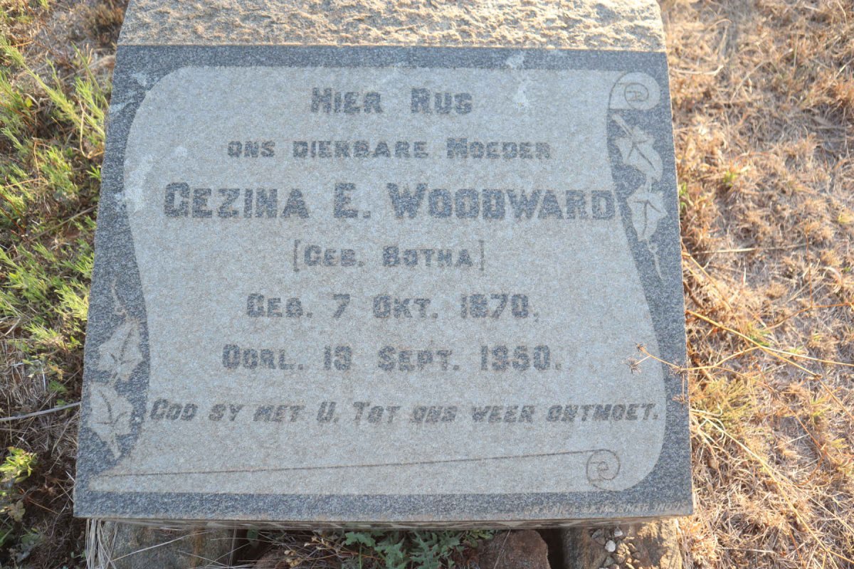 WOODWARD Gezina E. nee BOTHA 1870-1950