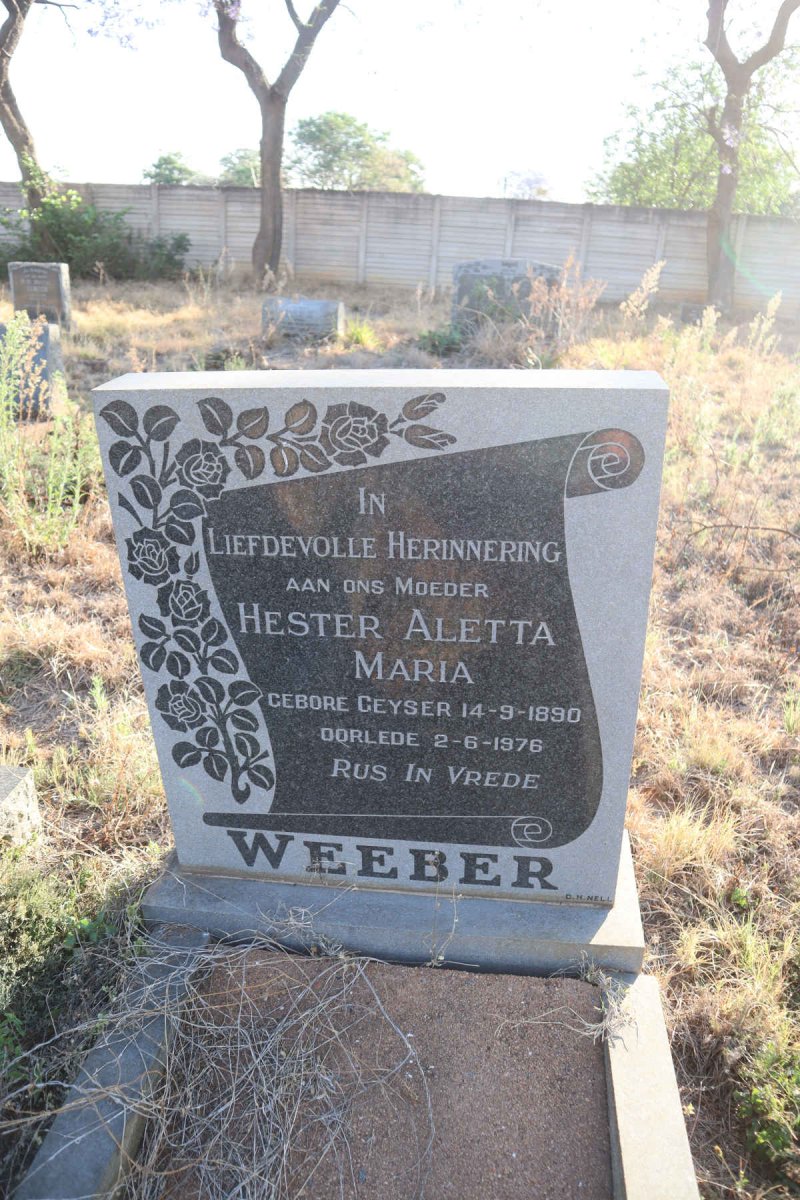 WEEBER Hester Aletta Maria 1890-1976