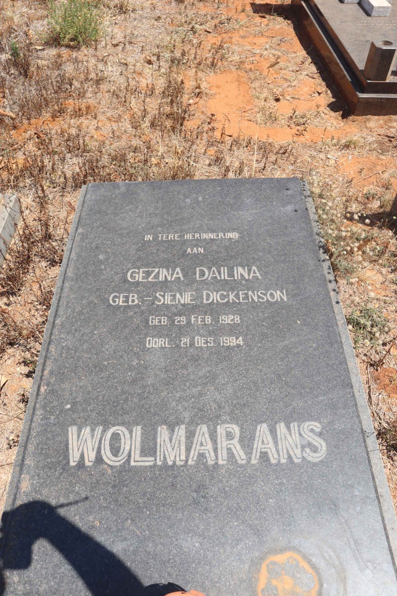 WOLMARANS Gezina Dailina nee DICKENSON 1928-1994 