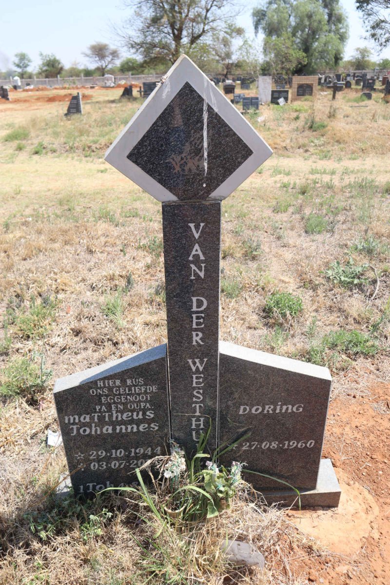 WESTHUIZEN Mattheus Johannes, van der 1944-20??