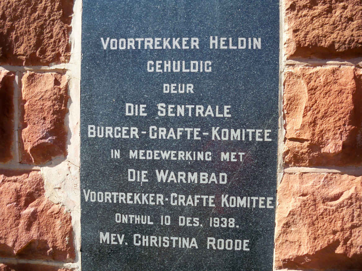 Gedenksteen opgerig aan 'n Voortrekker Heldin