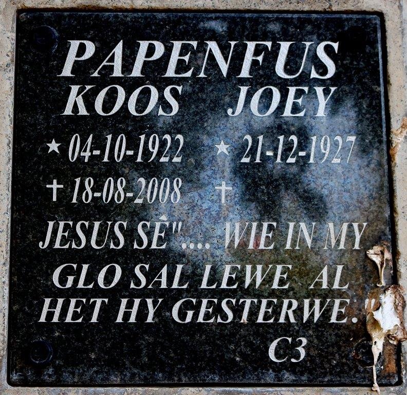 PAPENFUS Koos 1922-2008 &amp; Joey 1927-
