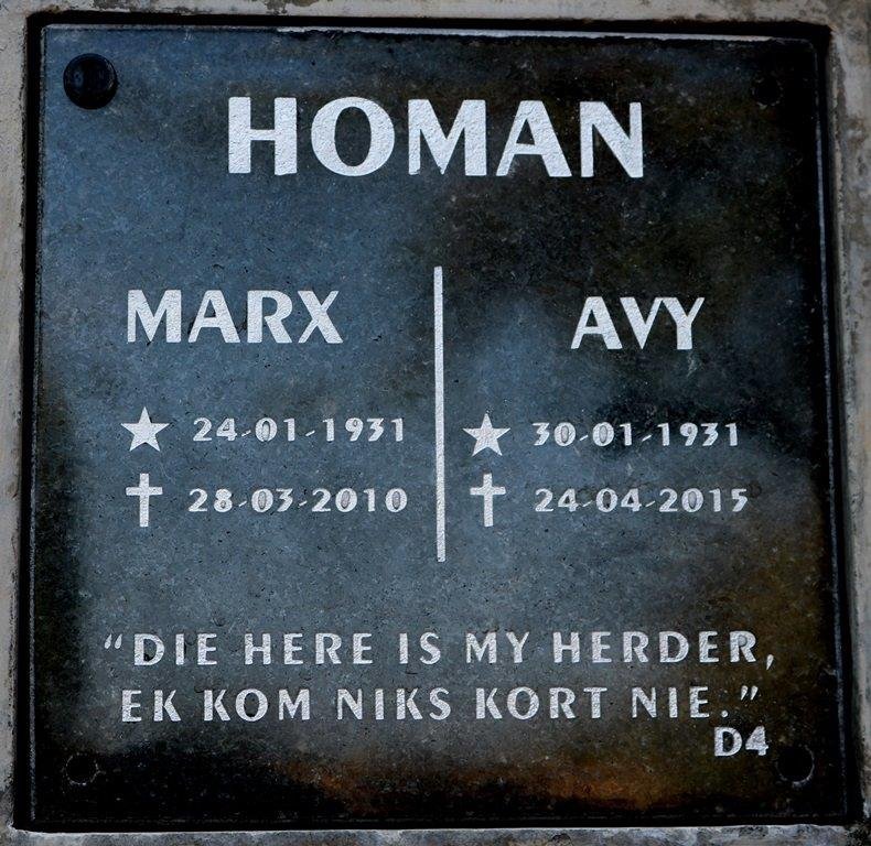 HOMAN Marx 1931-2010 &amp; Avy 1931-2015