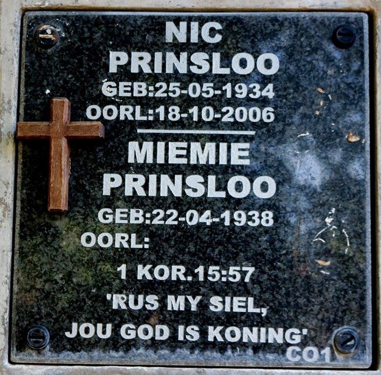 PRINSLOO Nic 1934-2006 &amp; Miemie 1938-