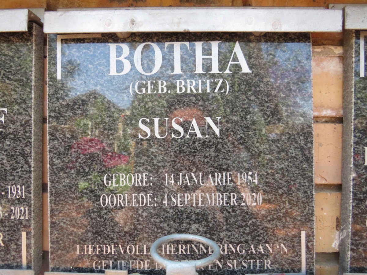 BOTHA Susan nee BRITZ 1954-2020