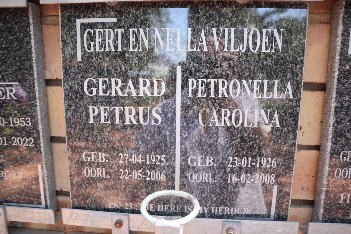 VILJOEN Gerard Petrus 1925-2006 &amp; Petronella Carolina 1926-2008