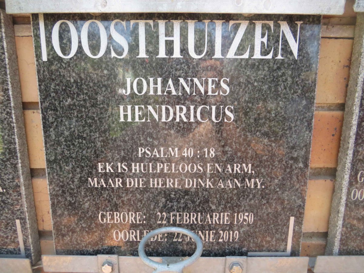 OOSTHUIZEN Johannes Hendricus 1950-2019
