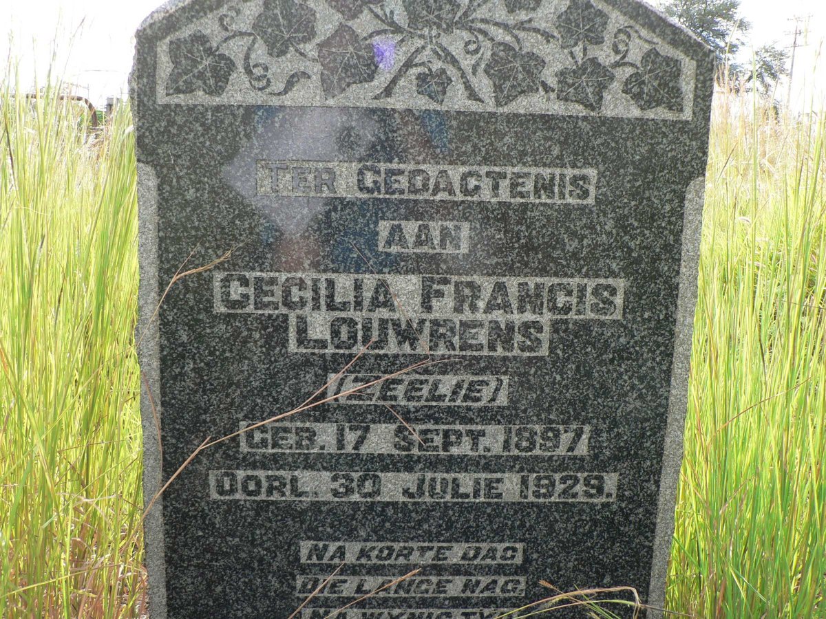 LOUWRENS Cecilia Francis nee ZEELIE 1897-1929