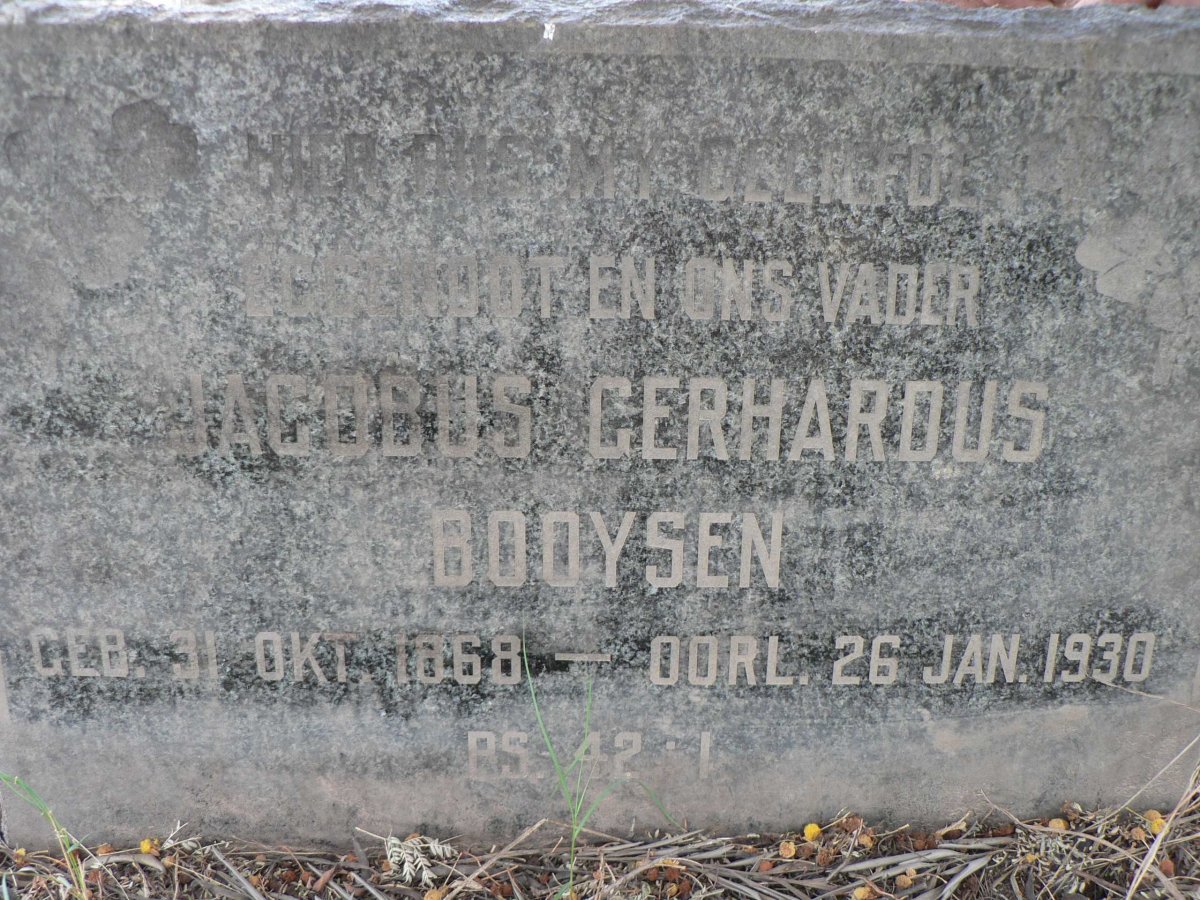 BOOYSEN Jacobus Gerhardus 1868-1930