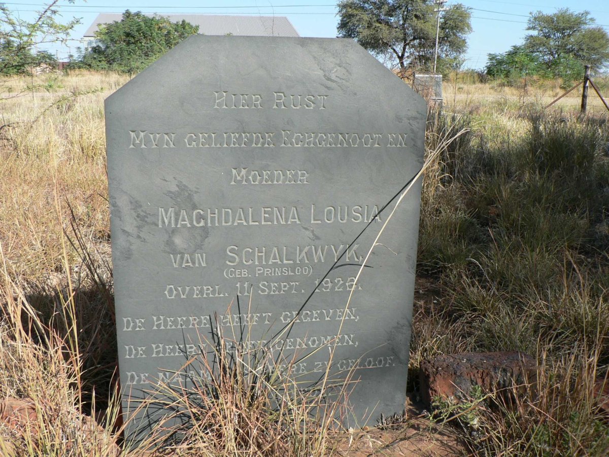 SCHALKWYK Maghdalena Lousia nee PRINSLOO -1928