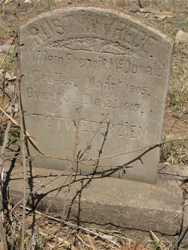 McDONALD Wiliem Fredrik 1905-1919