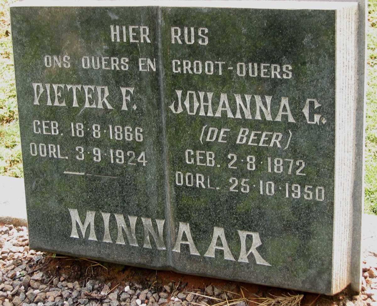 MINNAAR Pieter Frederik 1866-1924 &amp;  Johanna Gertruida DE BEER 1872-1950