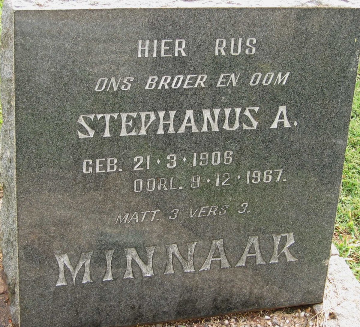 MINNAAR Stephanus Albertus 1906-1967