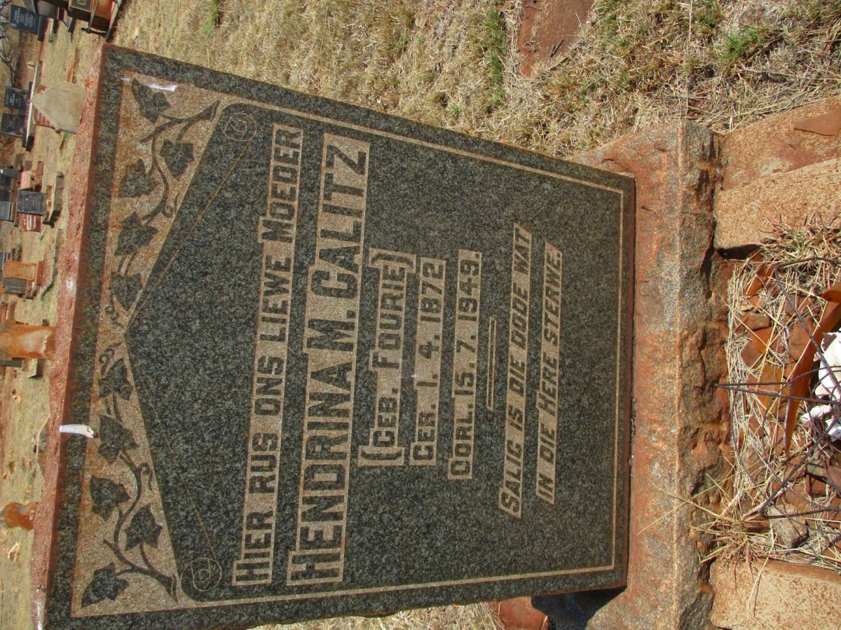CALITZ Hendrina M. nee FOURIE 1872-1949