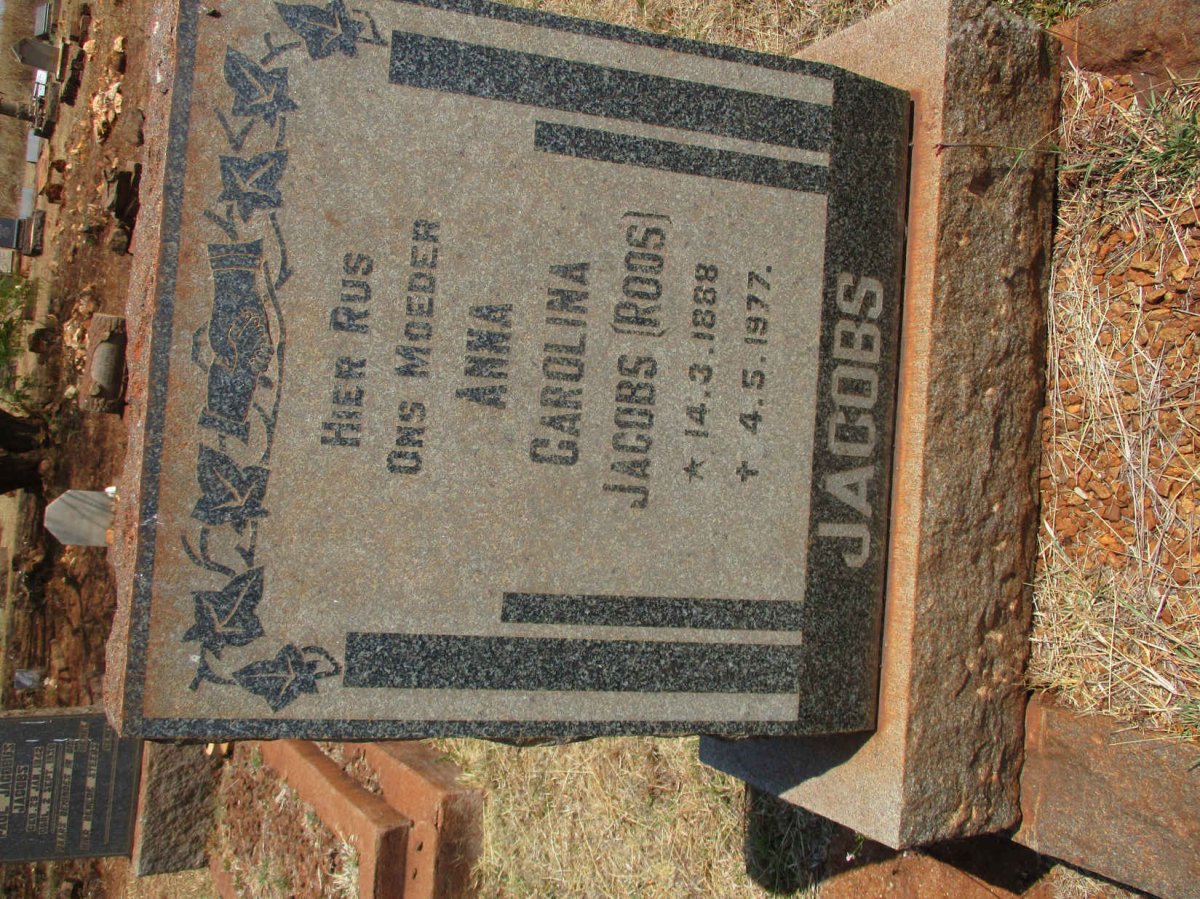 JACOBS Anna Carolina nee ROOS 1888-1977 