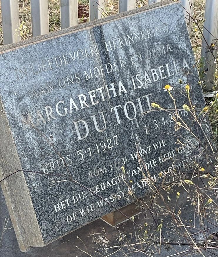 TOIT Margaretha Isabella, du 1927-2006