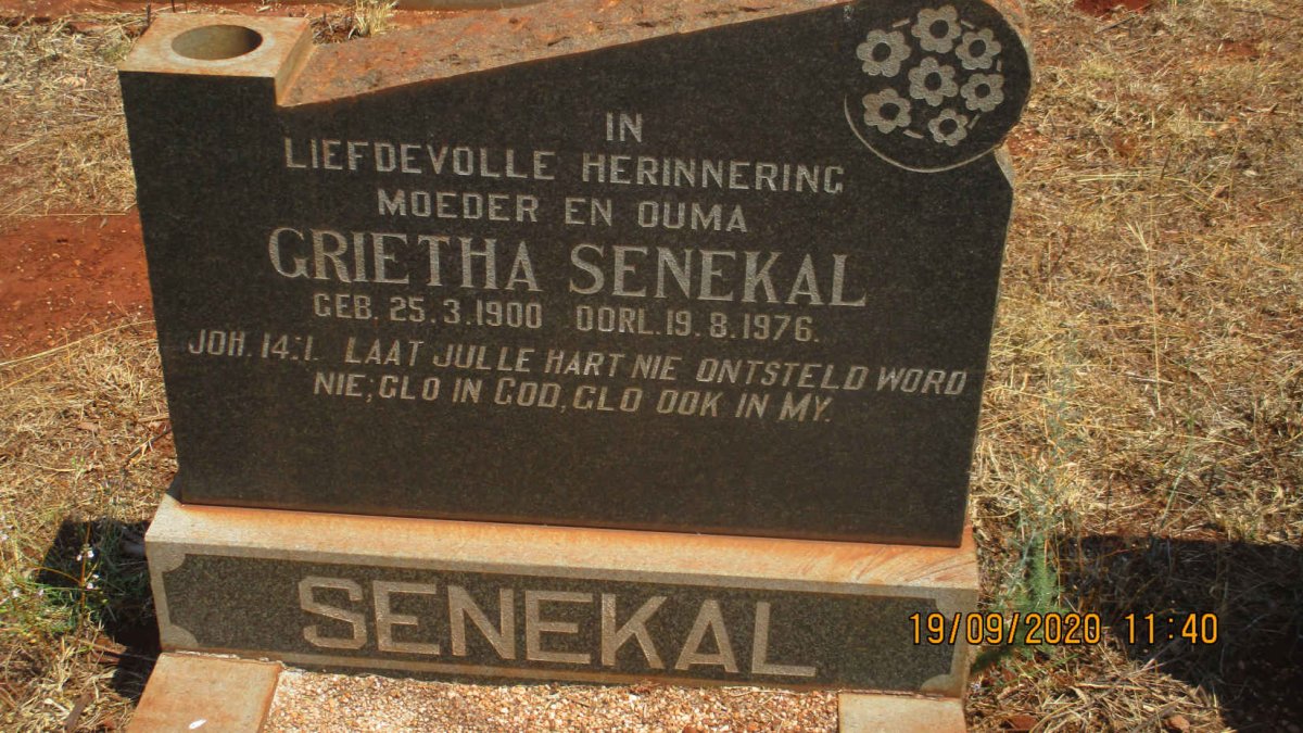SENEKAL Gert 1894-1962 &amp; Grietha 1900-1976