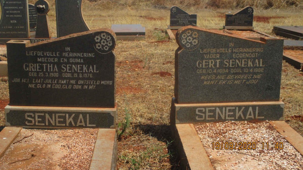 SENEKAL Gert 1894-1962 &amp; Grietha 1900-1976