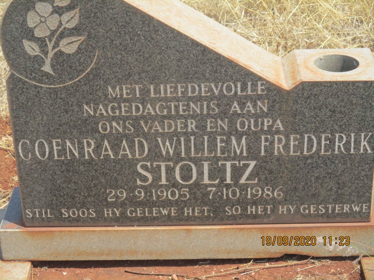 STOLTZ Coenraad Willem Frederik 1905-1986 &amp; Hester Maria Petronella 1912-1982