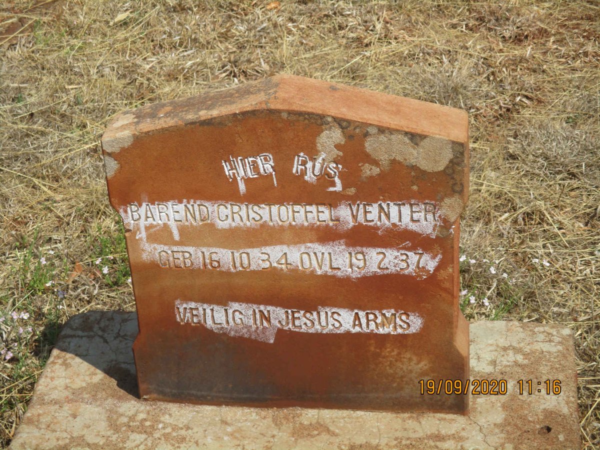VENTER Barend Cristoffel 1934-1937