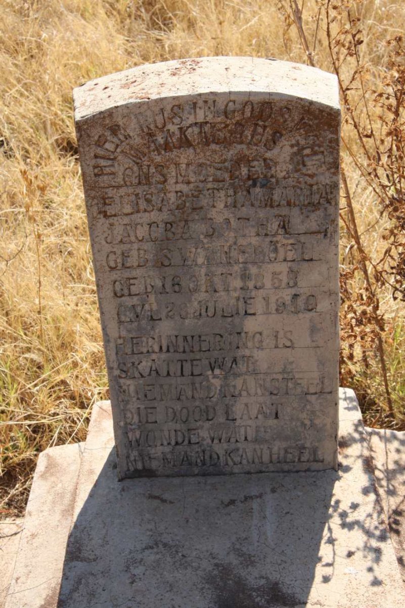 BOTHA Elisabetha Maria Jacoba nee SWANEPOEL 1858-19?9